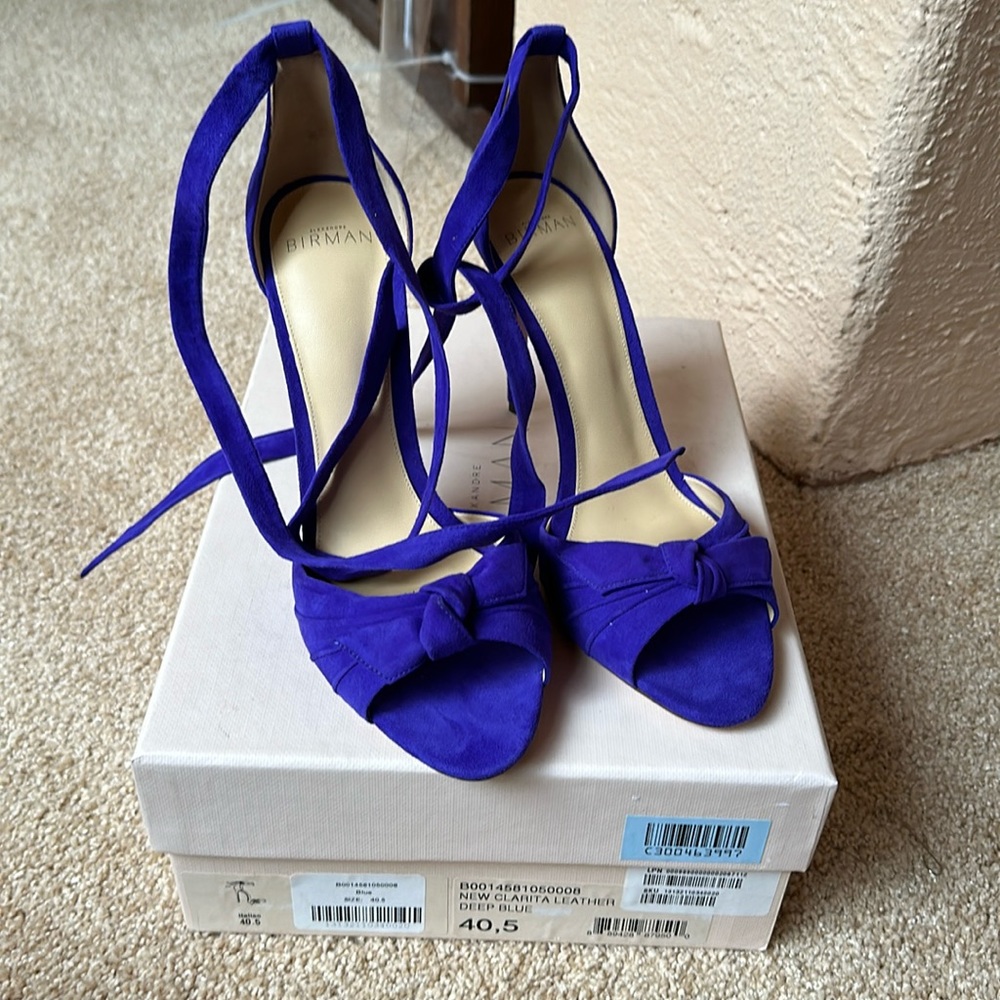 Alexandre Birman New Clarita Suede Deep Blue Heel 40.5